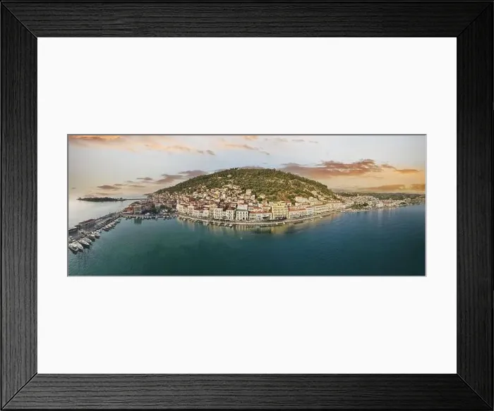 Framed Print : Gytheio or Gythio, Laconia, Peloponnese, Greece. Aerial view of Gytheio village, Mani Peninsula Framed Print : Gytheio or Gythio, Laconia, Peloponnese, Greece. Aerial view of Gytheio village, Mani Peninsula