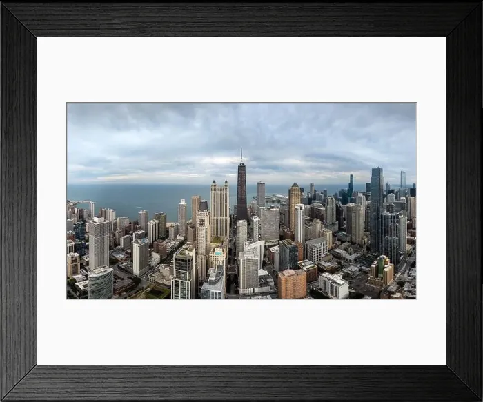 Framed Print : Aerial panoramic view of the city of Chicago skyline. Illinois, USA. September 24, 2024