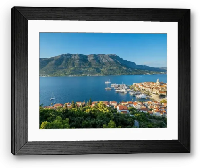 Framed Print : Korcula Island, Croatia - August 5, 2024: Aerial view of Korcula city in the island of Korcula, Croatia Framed Print : Korcula Island, Croatia - August 5, 2024: Aerial view of Korcula city in the island of Korcula, Croatia