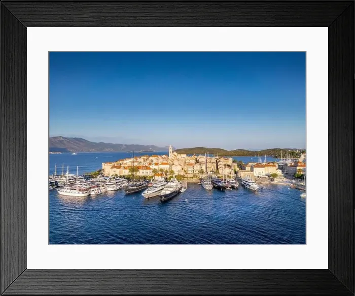 Framed Print : Korcula Island, Croatia - August 5, 2024: Aerial view of Korcula city in the island of Korcula, Croatia Framed Print : Korcula Island, Croatia - August 5, 2024: Aerial view of Korcula city in the island of Korcula, Croatia