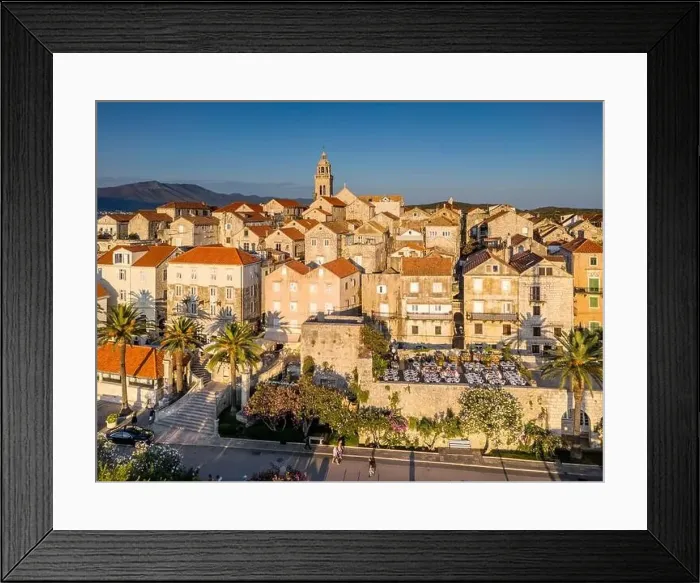 Framed Print : Korcula Island, Croatia - August 5, 2024: Aerial view of Korcula city in the island of Korcula, Croatia Framed Print : Korcula Island, Croatia - August 5, 2024: Aerial view of Korcula city in the island of Korcula, Croatia