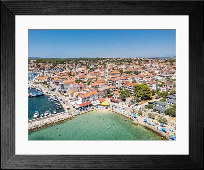 Framed Print : Pakostane, Croatia - July 27, 2024: Small Adriatic town of Pakostane Framed Print : Pakostane, Croatia - July 27, 2024: Small Adriatic town of Pakostane