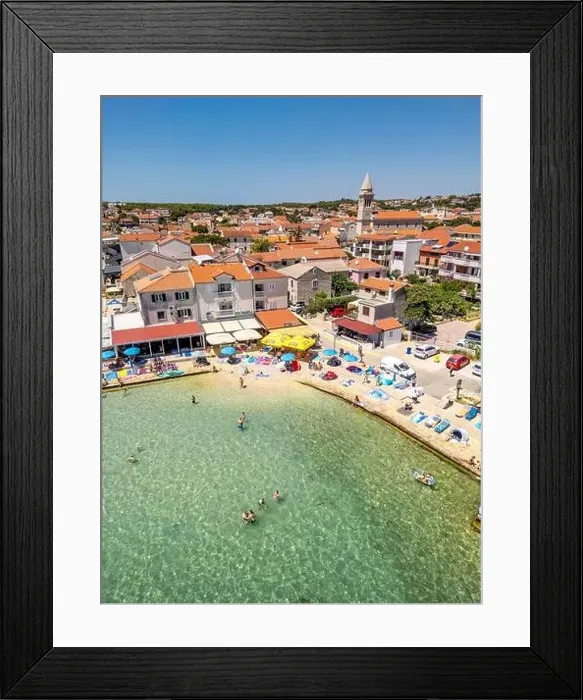 Framed Print : Pakostane, Croatia - July 27, 2024: Small Adriatic town of Pakostane
