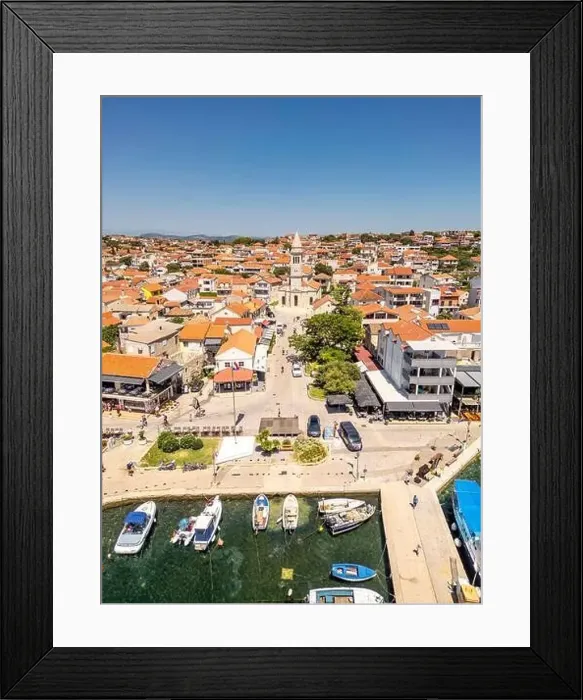 Framed Print : Pakostane, Croatia - July 27, 2024: Small Adriatic town of Pakostane Framed Print : Pakostane, Croatia - July 27, 2024: Small Adriatic town of Pakostane