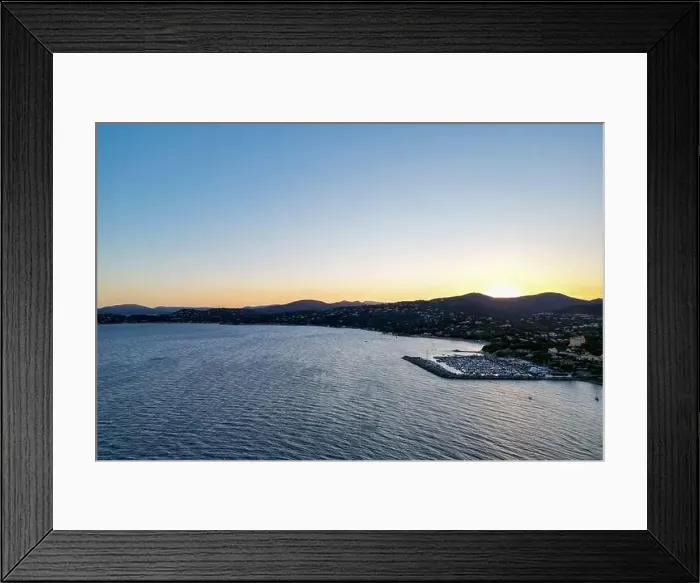 Framed Print : Aerial photo of the coast at San Peire at Sunset, Var, Provence-Alpes-Côte d'Azur, France Framed Print : Aerial photo of the coast at San Peire at Sunset, Var, Provence-Alpes-Côte d'Azur, France