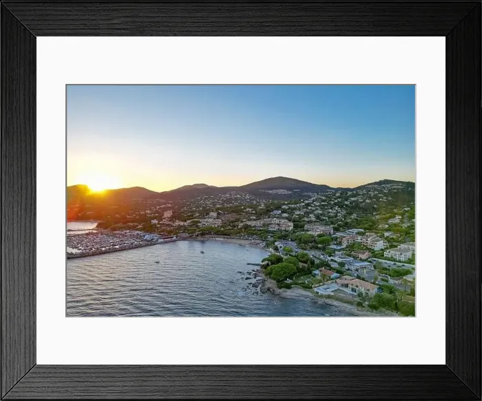 Framed Print : Aerial photo of Plage San Peire at Sunset, Var, Provence-Alpes-Côte d'Azur, France Framed Print : Aerial photo of Plage San Peire at Sunset, Var, Provence-Alpes-Côte d'Azur, France