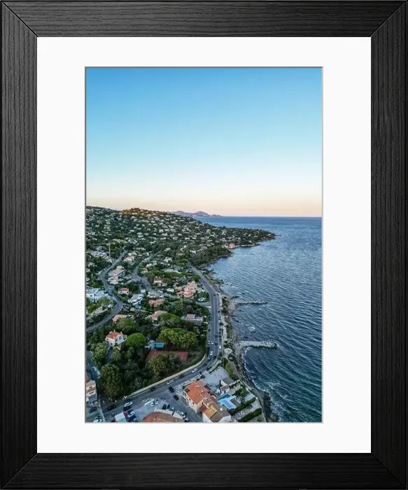 Framed Print : Sunset Aerial Photo of the Coastline of Les Issmbres in Var, Provence-Alpes-Côte d'Azur, France Framed Print : Sunset Aerial Photo of the Coastline of Les Issmbres in Var, Provence-Alpes-Côte d'Azur, France
