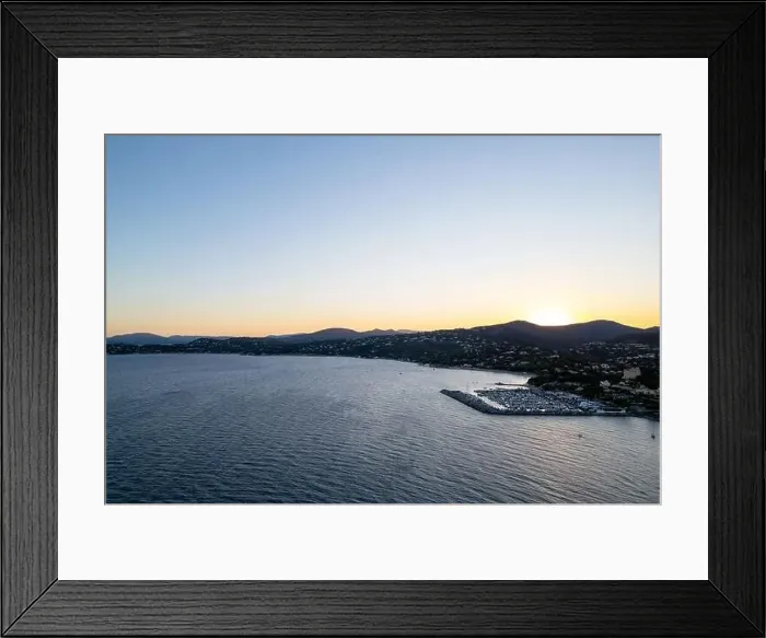 Framed Print : Aerial photo at sunset of the sea around San Peire Port and Les Issambres in the Var
