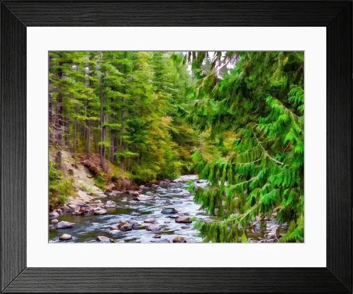 Framed Print : A view of the Snoqualmie River from a drone in North Bend, Washington Framed Print : A view of the Snoqualmie River from a drone in North Bend, Washington
