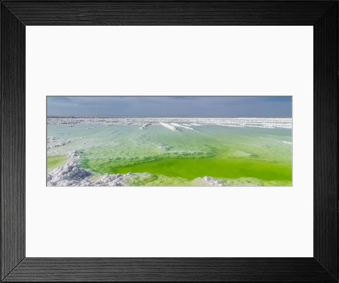 Framed Print : Qarhan or Chaerhan lake in Qinghai, drone aerial picture. Emerald lake background, copy space for text, panorama Framed Print : Qarhan or Chaerhan lake in Qinghai, drone aerial picture. Emerald lake background, copy space for text, panorama