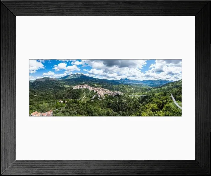 Framed Print : Panorama of Old Village in mountain from a drone, Rivello, Potenza, Basilicata, Italy, Europe Framed Print : Panorama of Old Village in mountain from a drone, Rivello, Potenza, Basilicata, Italy, Europe