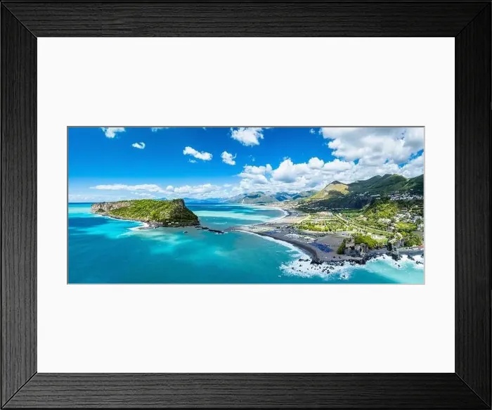 Framed Print : Panorama of Praia a Mare from a drone, Tyrrhenian Sea, Cosenza, Calabria, Italy, Europe Framed Print : Panorama of Praia a Mare from a drone, Tyrrhenian Sea, Cosenza, Calabria, Italy, Europe