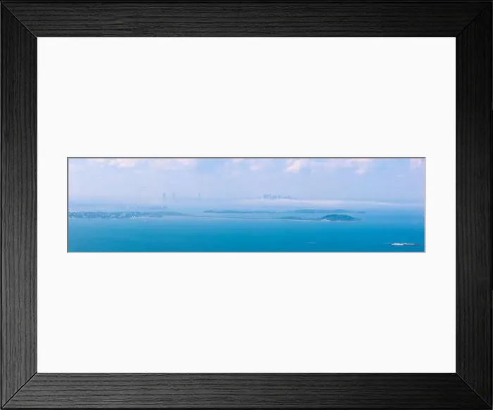 Framed Print : Boston Back Bay and Financial District skyline and Boston Harbor panoramic aerial view including Moon Island Framed Print : Boston Back Bay and Financial District skyline and Boston Harbor panoramic aerial view including Moon Island