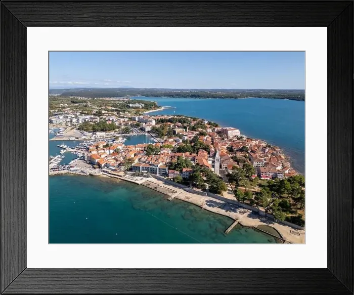 Framed Print : Aerial drone photo of Novigrad. Novigrad is a very touristic town at the Adriatic sea in the region of Istria, Croatia Framed Print : Aerial drone photo of Novigrad. Novigrad is a very touristic town at the Adriatic sea in the region of Istria, Croatia