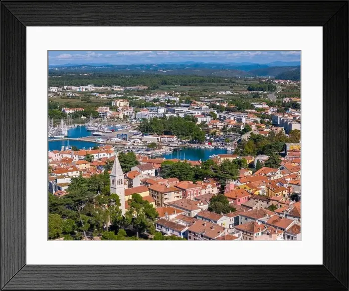 Framed Print : Aerial drone photo of Novigrad. Novigrad is a very touristic town at the Adriatic sea in the region of Istria, Croatia Framed Print : Aerial drone photo of Novigrad. Novigrad is a very touristic town at the Adriatic sea in the region of Istria, Croatia