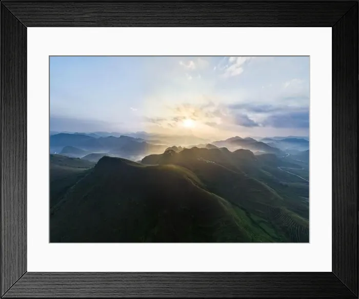 Framed Print : Drone aerial view of landscape mountains view in summer season, High angle view over countryside at northern Vietnam Framed Print : Drone aerial view of landscape mountains view in summer season, High angle view over countryside at northern Vietnam