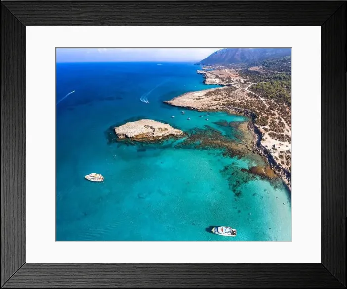 Framed Print : Tourists relaxing on boats and swimming in beautiful Blue Lagoon. Cyprus Framed Print : Tourists relaxing on boats and swimming in beautiful Blue Lagoon. Cyprus