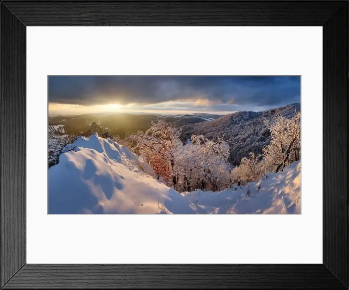 Framed Print : Fantastic winter landscape during sunset Framed Print : Fantastic winter landscape during sunset