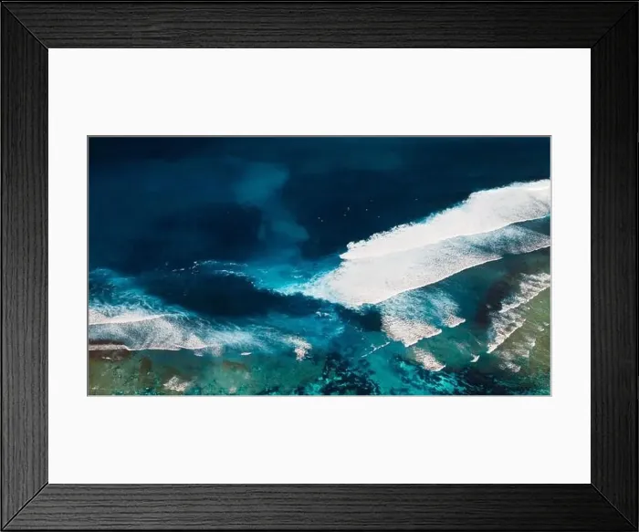 Framed Print : Scenic coastline with ocean waves and current canal and Green bowl beach, drone view Framed Print : Scenic coastline with ocean waves and current canal and Green bowl beach, drone view