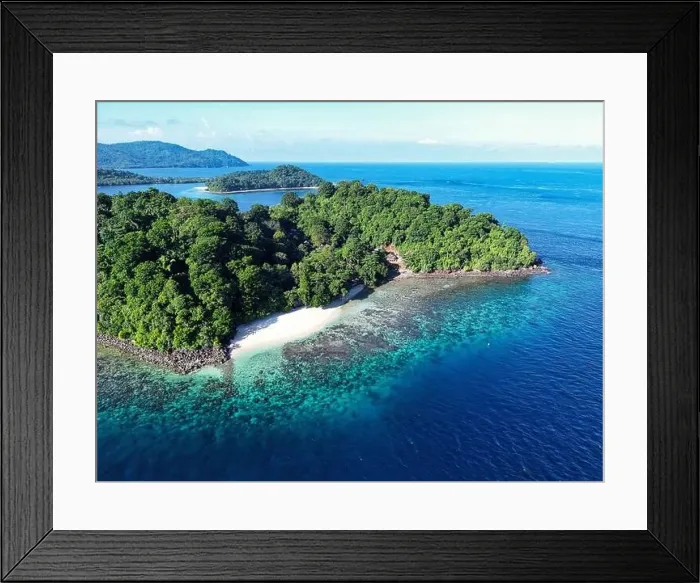 Framed Print : Indonesia Bangka - Drone view Bangka Island coral reef Framed Print : Indonesia Bangka - Drone view Bangka Island coral reef