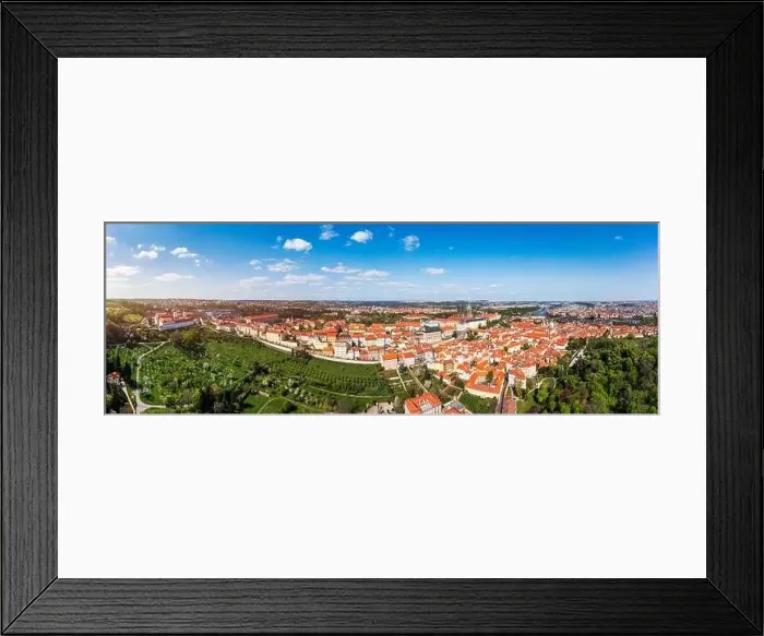 Framed Print : View of Prague featuring historic castle and vibrant rooftops on a sunny day in summer Framed Print : View of Prague featuring historic castle and vibrant rooftops on a sunny day in summer