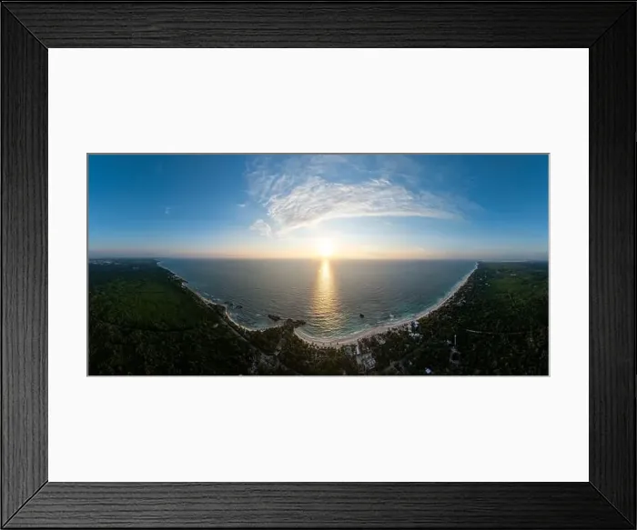 Framed Print : Aerial view of the sunrise of Tulum in Yucatan, Mexico at dawn Framed Print : Aerial view of the sunrise of Tulum in Yucatan, Mexico at dawn