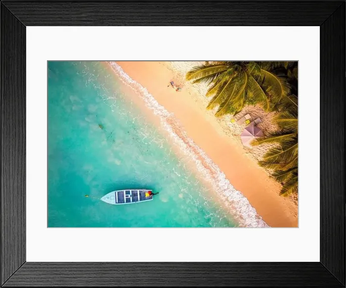 Framed Print : Drone view of two little kids playing in the sand Framed Print : Drone view of two little kids playing in the sand