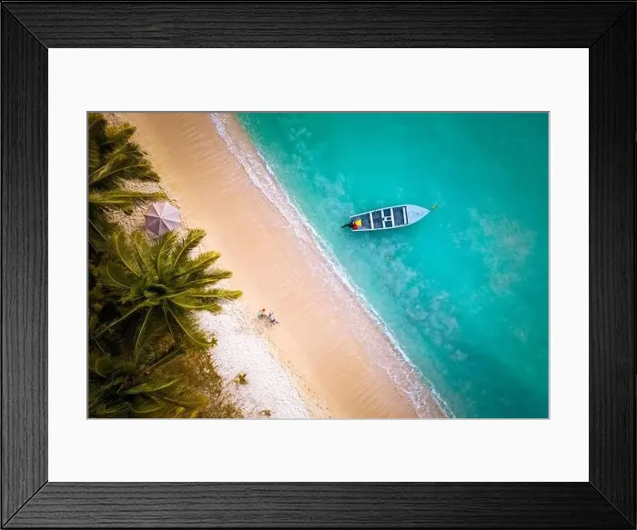 Framed Print : Drone view of two little kids playing in the sand Framed Print : Drone view of two little kids playing in the sand