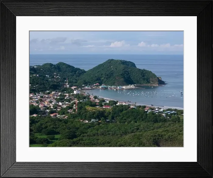 Framed Print : Port bay in panorama San Juan Del Sur Nicaragua in morning light aerial drone view Framed Print : Port bay in panorama San Juan Del Sur Nicaragua in morning light aerial drone view
