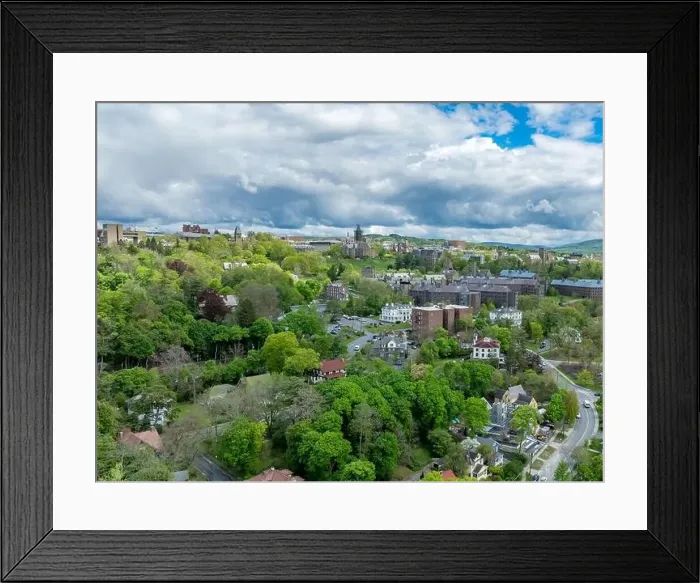 Framed Print : Afternoon aerial image of the area surrounding the City of Ithaca, NY, USA 05 / 11 / 2024 Framed Print : Afternoon aerial image of the area surrounding the City of Ithaca, NY, USA 05 / 11 / 2024