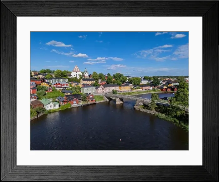 Framed Print : Aerial drone view to the old town of Porvoo, Finland Framed Print : Aerial drone view to the old town of Porvoo, Finland