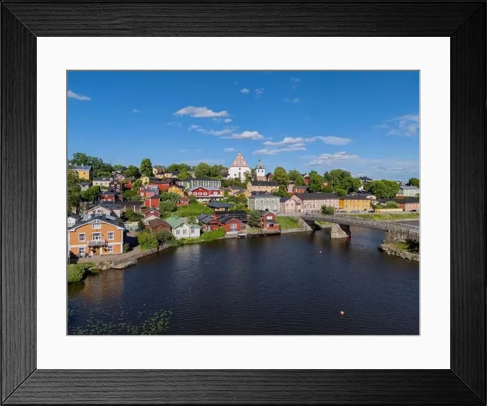 Framed Print : Aerial drone view to the old town of Porvoo, Finland Framed Print : Aerial drone view to the old town of Porvoo, Finland