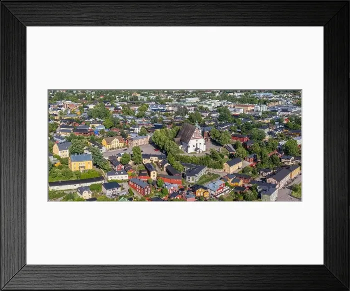 Framed Print : Aerial drone view to the old town of Porvoo, Finland Framed Print : Aerial drone view to the old town of Porvoo, Finland