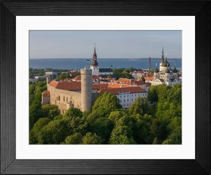 Framed Print : Aerial drone view over the Toompea hill in Tallinn old town, Estonia Framed Print : Aerial drone view over the Toompea hill in Tallinn old town, Estonia