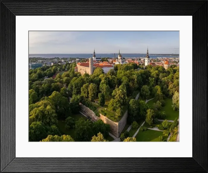 Framed Print : Aerial drone view over the Toompea hill in Tallinn old town, Estonia Framed Print : Aerial drone view over the Toompea hill in Tallinn old town, Estonia