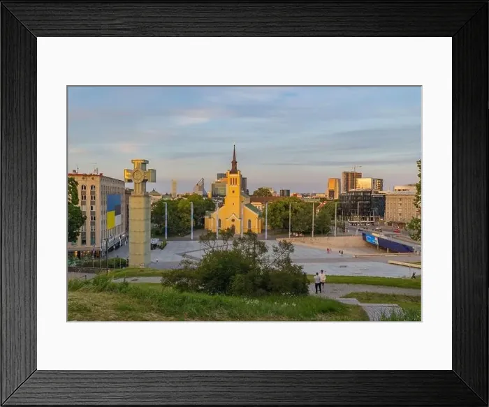 Framed Print : Aerial drone view over the Toompea hill in Tallinn old town, Estonia Framed Print : Aerial drone view over the Toompea hill in Tallinn old town, Estonia