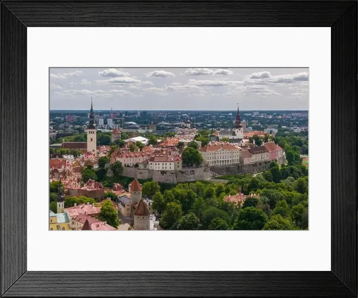 Framed Print : Aerial drone view over the Toompea hill in Tallinn old town, Estonia Framed Print : Aerial drone view over the Toompea hill in Tallinn old town, Estonia