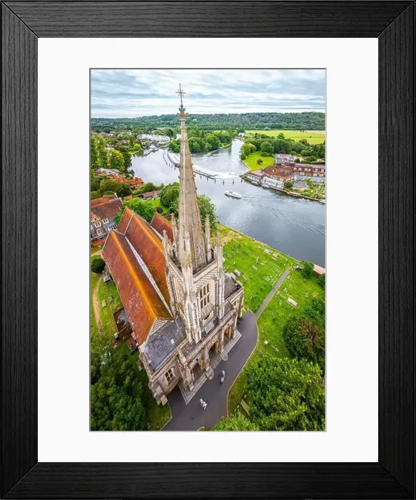 Framed Print : Aerial view of Marlow, a town and civil parish within the Unitary Authority of Buckinghamshire, England, UK Framed Print : Aerial view of Marlow, a town and civil parish within the Unitary Authority of Buckinghamshire, England, UK