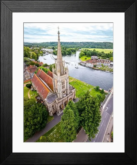 Framed Print : Aerial view of Marlow, a town and civil parish within the Unitary Authority of Buckinghamshire, England, UK Framed Print : Aerial view of Marlow, a town and civil parish within the Unitary Authority of Buckinghamshire, England, UK