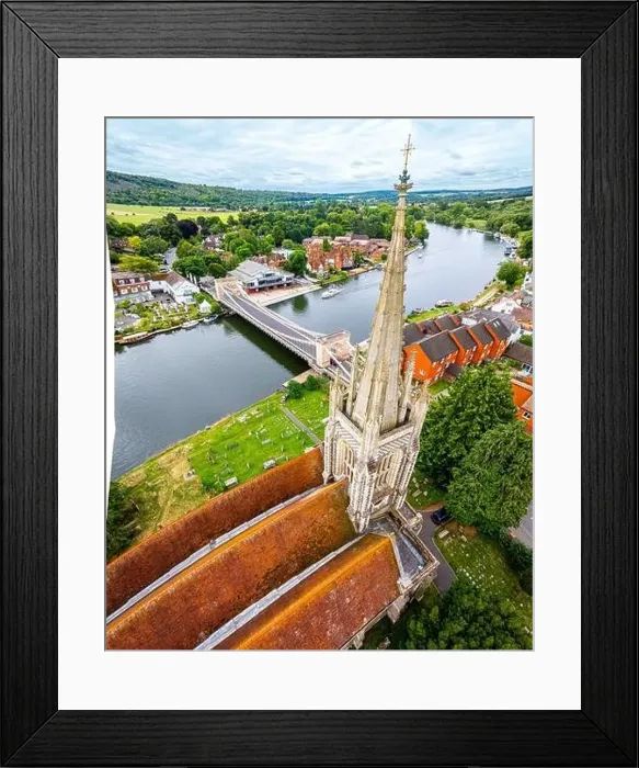 Framed Print : Aerial view of Marlow, a town and civil parish within the Unitary Authority of Buckinghamshire, England, UK Framed Print : Aerial view of Marlow, a town and civil parish within the Unitary Authority of Buckinghamshire, England, UK
