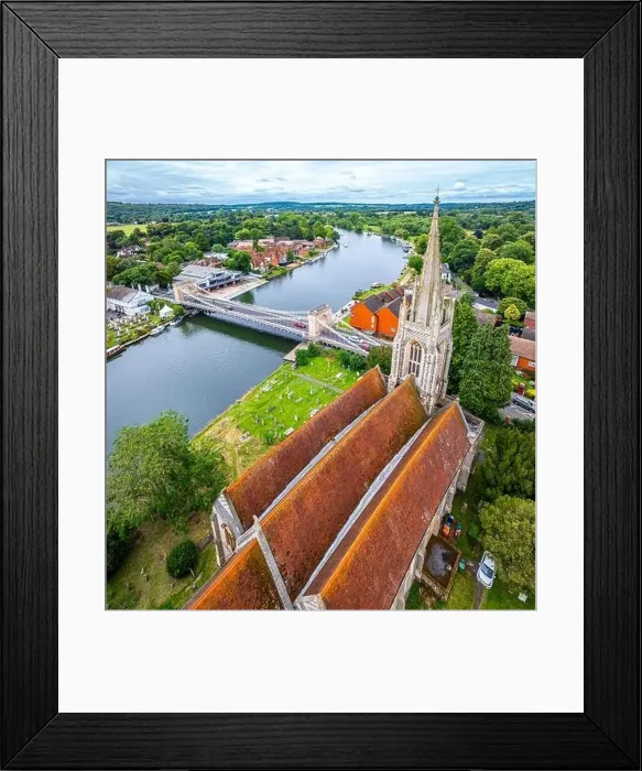 Framed Print : Aerial view of Marlow, a town and civil parish within the Unitary Authority of Buckinghamshire, England, UK Framed Print : Aerial view of Marlow, a town and civil parish within the Unitary Authority of Buckinghamshire, England, UK
