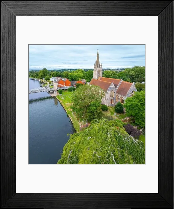 Framed Print : Aerial view of Marlow, a town and civil parish within the Unitary Authority of Buckinghamshire, England, UK Framed Print : Aerial view of Marlow, a town and civil parish within the Unitary Authority of Buckinghamshire, England, UK