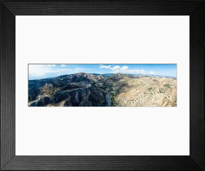 Framed Print : Mountains and Olive groves around Ghost Town from a drone, Pentedattilo Village, Calabria, Italy, Europe