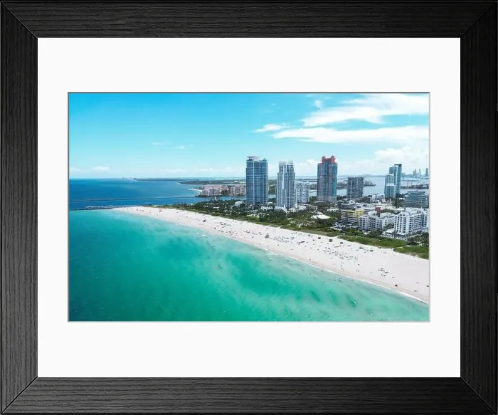Framed Print : Miami South Beach. Drone aerial view of Miami Beach Framed Print : Miami South Beach. Drone aerial view of Miami Beach