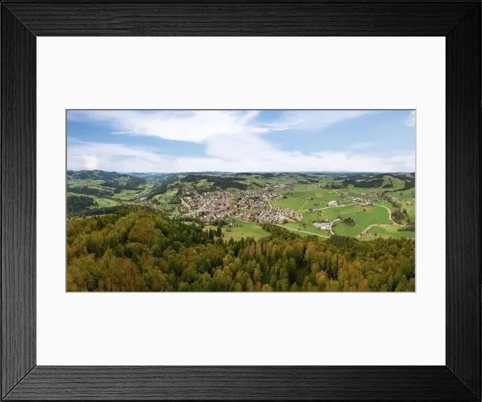 Framed Print : Aerial photo of the village of Oberstaufen in the Allgaeu Alps, Bavaria, Germany Framed Print : Aerial photo of the village of Oberstaufen in the Allgaeu Alps, Bavaria, Germany