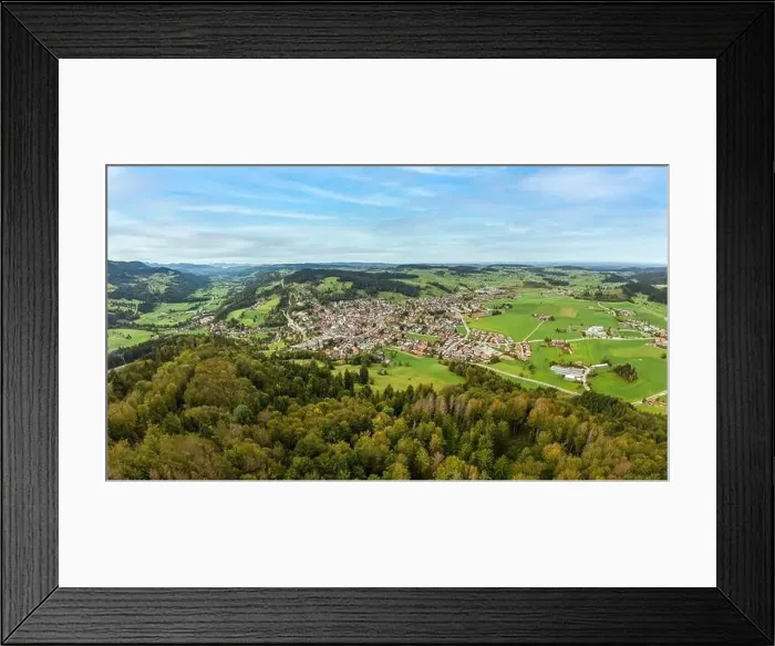 Framed Print : Aerial photo of the village of Oberstaufen in the Allgaeu Alps, Bavaria, Germany Framed Print : Aerial photo of the village of Oberstaufen in the Allgaeu Alps, Bavaria, Germany