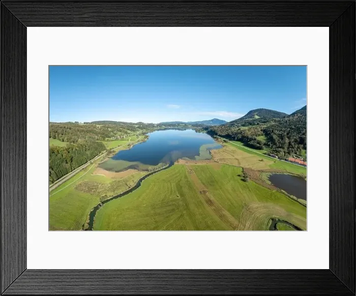 Framed Print : Aerial landscape in the Allgaeu Alps with lake Alpsee next to Immenstadt, Bavaria, Germany Framed Print : Aerial landscape in the Allgaeu Alps with lake Alpsee next to Immenstadt, Bavaria, Germany