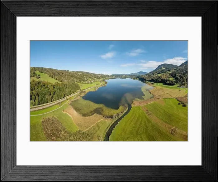 Framed Print : Aerial landscape in the Allgaeu Alps with lake Alpsee next to Immenstadt, Bavaria, Germany Framed Print : Aerial landscape in the Allgaeu Alps with lake Alpsee next to Immenstadt, Bavaria, Germany