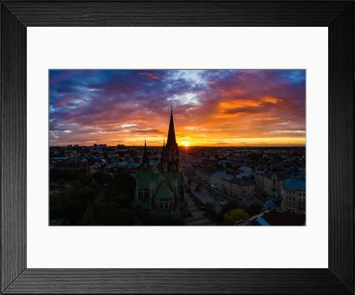 Framed Print : Lviv, Ukraine - October 6, 2020: Aerial veiw on Elizabeth church in Lviv, Ukraine from drone Framed Print : Lviv, Ukraine - October 6, 2020: Aerial veiw on Elizabeth church in Lviv, Ukraine from drone