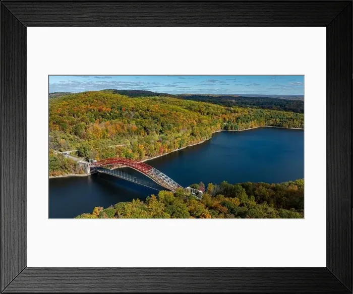 Framed Print : Late afternoon aerial autumn image of the area surrounding the Yorktown Heights, NY, USA 10-16-2024